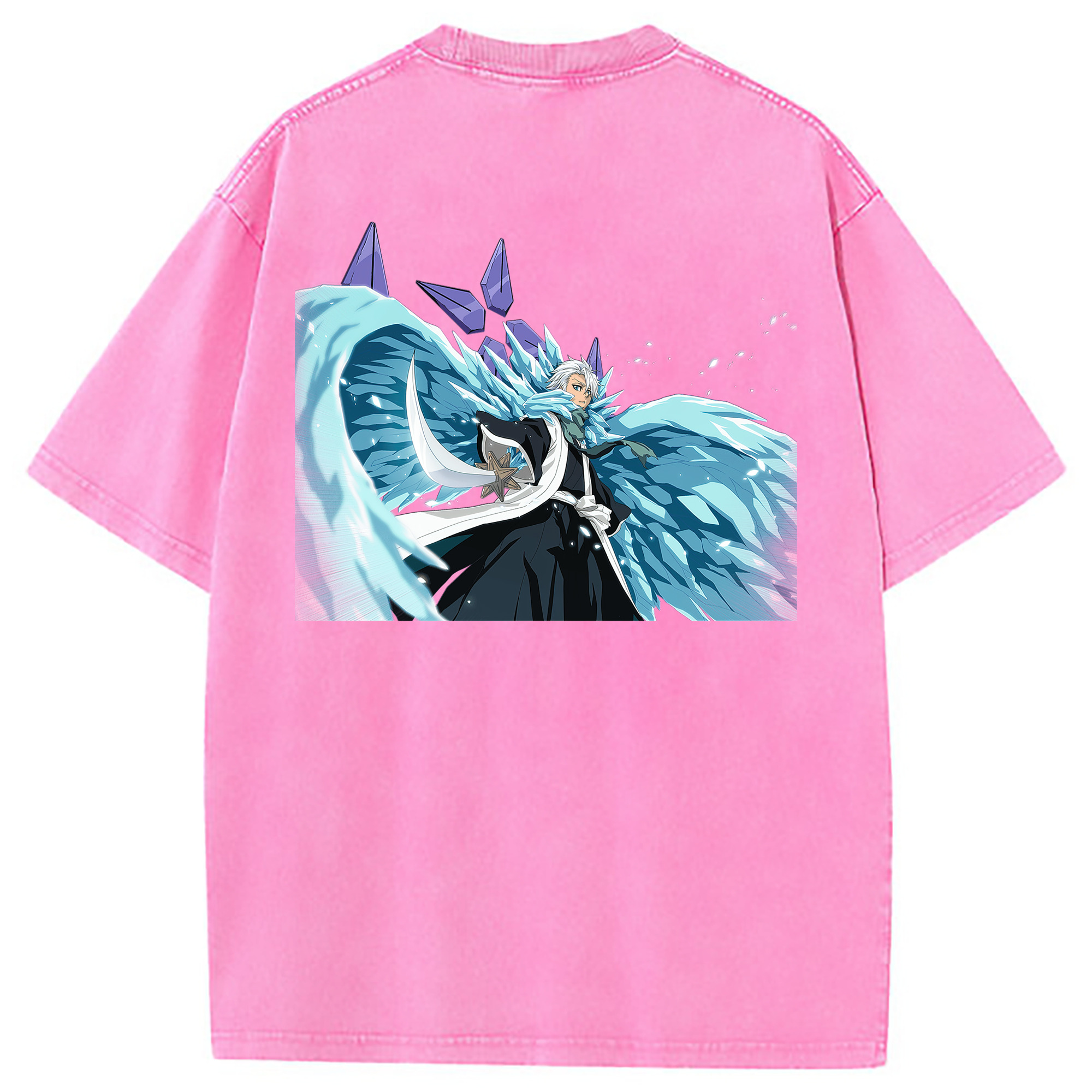 （画像用） ブリーチ 日番谷冬獅郎（ひつがや とうしろう） BLEACH Hitsugaya Toushirou 綿100% ヴィンテージ風 半袖Tシャツ（背面プリント）
